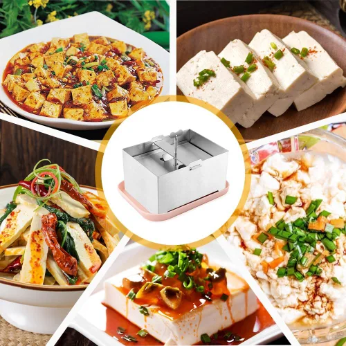 Vista 8 de Prensa de tofu y paneer Maker, prensa Paneer de acero inoxidable y prensa de queso con toalla prensadora de tofu y bandeja de goteo para tofu