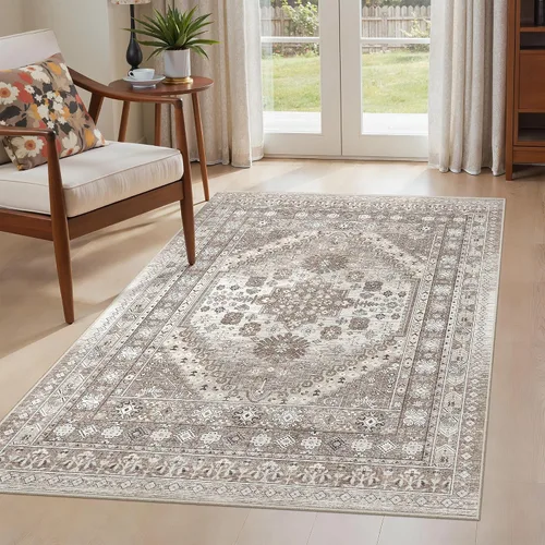 Vista 10 de befbee - Alfombra para sala de estar, lavable y resistente a manchas, con base antideslizante, ideal para dormitorio y cocina, decoración clásica