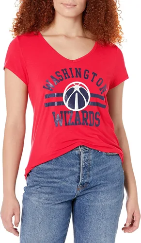 Vista 53 de Ultra Game Camiseta de mujer NBA Oficial con cuello en V y strass de manga corta