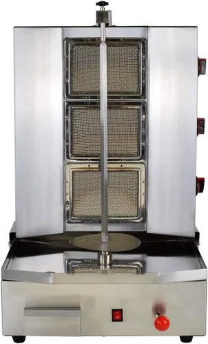 Vista 2 de Shawarma Propano Gyro Machine Gas Kebab Doner Asador Vertical Automático con 3 Quemadores