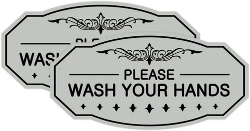 Vista 20 de Signs ByLITA Letrero Victoriano Please Wash Your Hands (Negro) - Pequeño