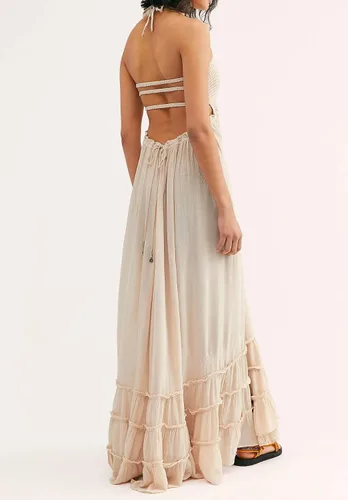 Vista 2 de R.Vivimos - Vestido largo y sensual para mujer, de verano, de algodón y con espalda descubierta