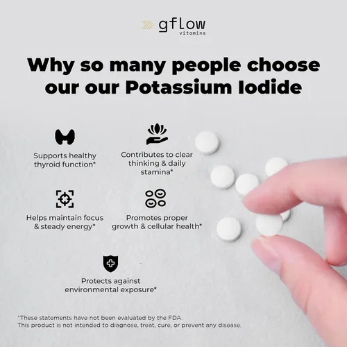 Vista 4 de Gflow Vitamins - Yoduro de potasio 65 mg por porción - Suplemento dietético, apoyo tiroideo - Suministro de 2 meses - Sin OMG - Fabricado