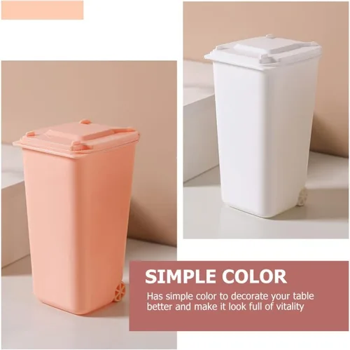 Vista 6 de GANAZONO Mini basurero de escritorio con tapa, organizador pequeño para bolígrafos, almacenamiento compacto de mesa, 6.29 x 3.93 x 2.55 pulgadas