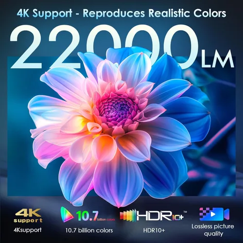 Vista 5 de [Enfoque eléctrico] Proyector de soporte 4K con WiFi6 y Bluetooth 5.3, proyectores exteriores para uso de video exterior, proyector de película