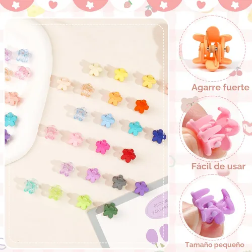 Vista 2 de CÉLLOT 96 piezas de flequillo para el pelo de niñas pequeñas, mini pinzas para el cabello, accesorios para el cabello para niñas, adolescentes
