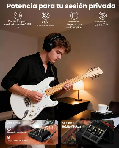 Vista 8 de JOYO Amplificador de Guitarra Eléctrica Portátil de 10W, Amplificador Combo de Pedal Multiefectos con Interruptor de Pie, 14 Modelos