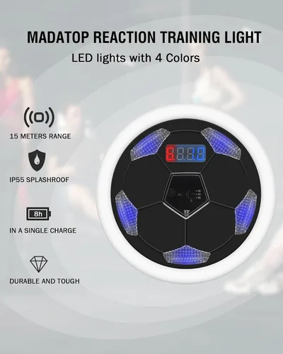 Vista 3 de Luces de entrenamiento de agilidad de velocidad, juegos de luces de reacción 4+1 para fútbol, boxeo, fitness, equipo de entrenamiento deportivo
