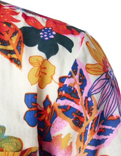 Vista 5 de JOGAL Camisa hawaiana de manga corta con botones para hombre
