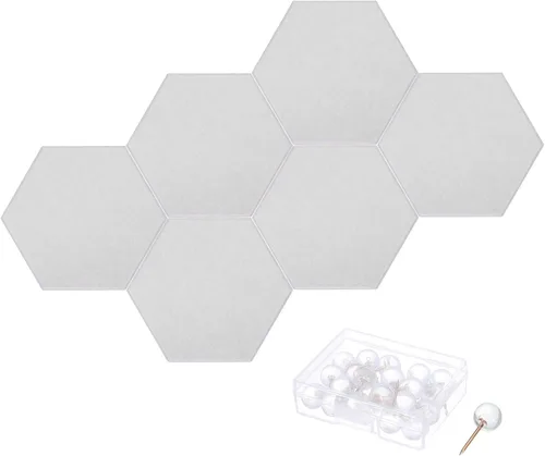Vista 9 de PATIKIL Tablón de anuncios de fieltro, 12 x 10 pulgadas, paquete de 6 azulejos de fieltro hexagonales autoadhesivos para paneles de pared a prueba