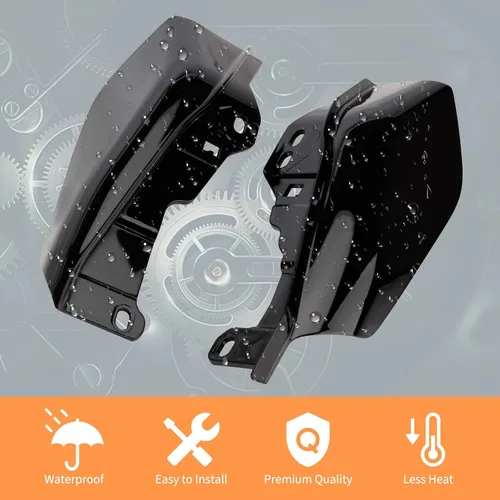 Vista 2 de Deflectores de aire de marco medio, cubiertas de protección contra calor, color negro brillante, compatible con Harley Touring Street Glide Road