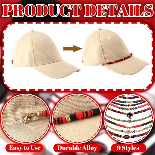 Vista 6 de Geyoga 9 unidades de cadenas para sombrero de camionero, dijes de sombrero de camionero para mujeres y hombres, decoración de billetes, cadena