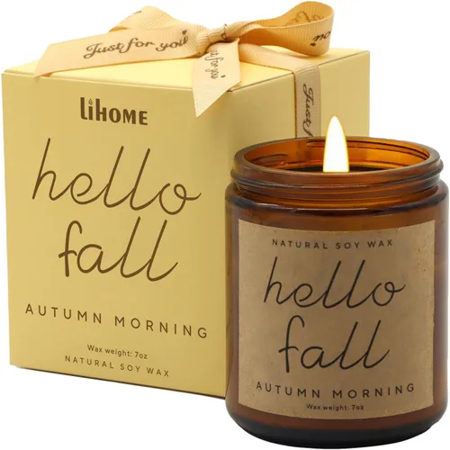 Vista 16 de Lihome Velas de otoño – Decoración de otoño para el hogar, regalos para mujeres, mamá, amiga, cera de soja natural, velas perfumadas de sidra