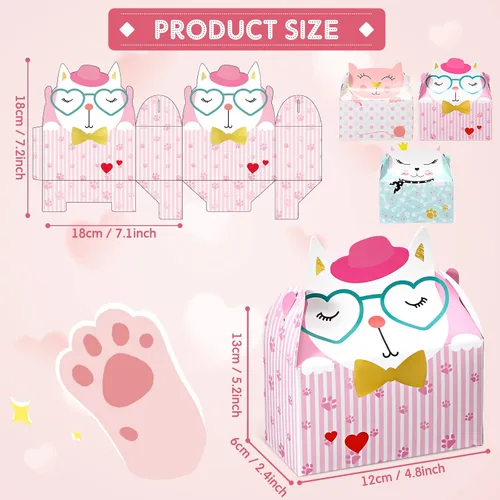 Vista 2 de Zonon 24 cajas de regalos de fiesta de gatos adoptar una caja a dos aguas de fiesta de gato, lindo gatito, bolsas de golosinas para mascotas