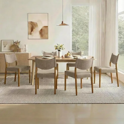 Vista 7 de KISLOT Juego de 4 sillas de comedor, sillas ergonómicas tapizadas de madera Sillas de comedor modernas de mediados de siglo, sillas ergonómicas
