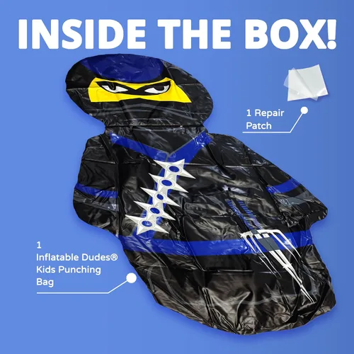 Vista 7 de Kids Punching Bag- Bop Bag Sand-Base Ninja estándar negro/azul precargado con arena