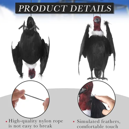 Vista 4 de Tenceur 1 pieza de Efigie de buitre sintético de 18 pulgadas, señuelos de buitre falsos grandes simulados de plumas completas, pájaro realista
