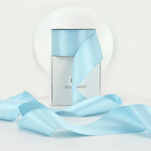 Vista 23 de HUIHUANG Cinta azul bebé de 1 pulgada x 20 yardas, cinta de satén gruesa brillante de lujo de doble cara para baby shower, manualidades y lazos
