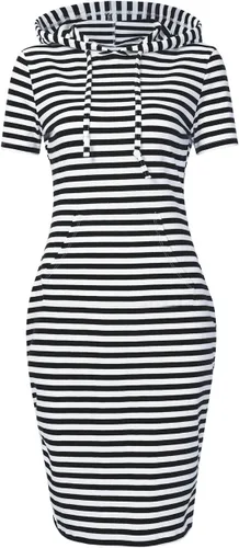 Vista 29 de MISSKY Vestido con capucha para mujer Negro&blanco