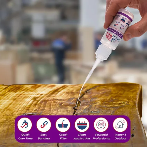 Vista 6 de Pegamento CA mediano de 2 onzas para carpintería, kit de superpegamento premium para torneado de madera con botellas adicionales, tapas