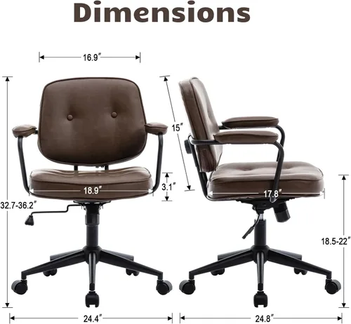 Vista 2 de HEAH-YO Juego de 1 sillas de escritorio modernas sin brazos, silla giratoria para computadora con ruedas y reposabrazos, silla de oficina ajustable