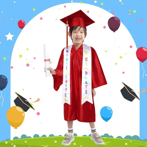 Vista 5 de Sasylvia Juego de gorro de graduación para jardín de infantes preescolar con borla 2023 con anillos de estola de graduación para niños pequeños