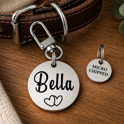 Vista 2 de Ultra Joys Etiqueta de identificación personalizada para perros y gatos
