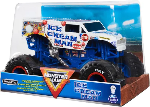 Vista 5 de Monster Jam, camión monstruo oficial de Ice Cream Man, vehículo fundido a presión, escala 1:24