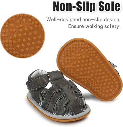 Vista 3 de Sandalias para bebé niña niño, suela antideslizante suave de primera calidad, sandalias de bebé para bebé, zapatos de playa casuales de verano