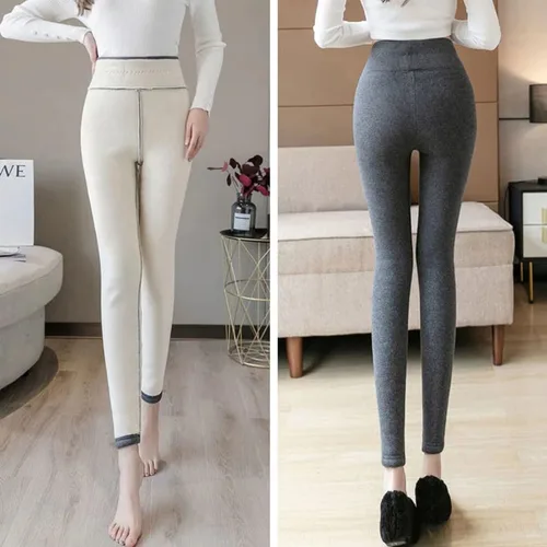 Vista 5 de Leggings de invierno suaves con forro polar para mujer, leggings de invierno de cintura alta, leggings deportivos cálidos y delgados para invierno