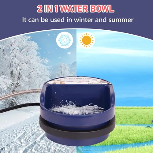 Vista 4 de Cuenco de agua automático para perros con calefacción para exteriores, razas grandes, llenado automático, tazón de agua con válvula flotante