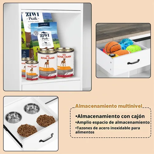 Vista 7 de Mueble de jaula para perros extra grandes, puerta corredera de 85 pulgadas, doble perrera para 2 perros grandes divididos, muebles de madera
