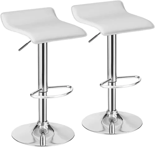 Vista 11 de Casart Juego de 2 taburetes de bar, taburetes de bar giratorios ajustables de piel sintética con reposapiés, base cromada, sillas de bar modernas