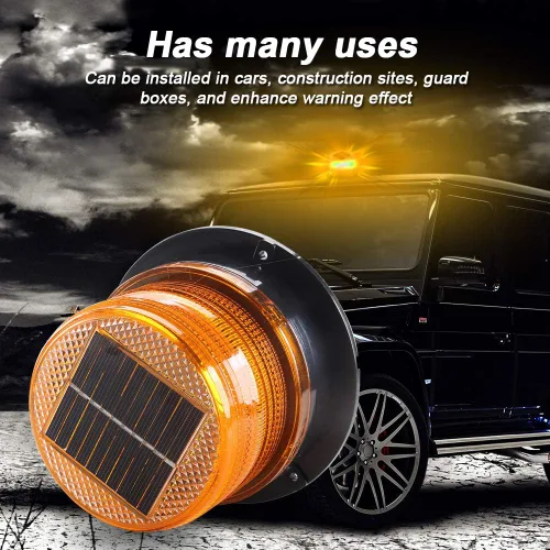Vista 6 de Luz de flash LED de energía solar LED ámbar luces estroboscópicas para vehículos Wireless,Strong Magnetic Base Auto Turn On/Off Waterproof High