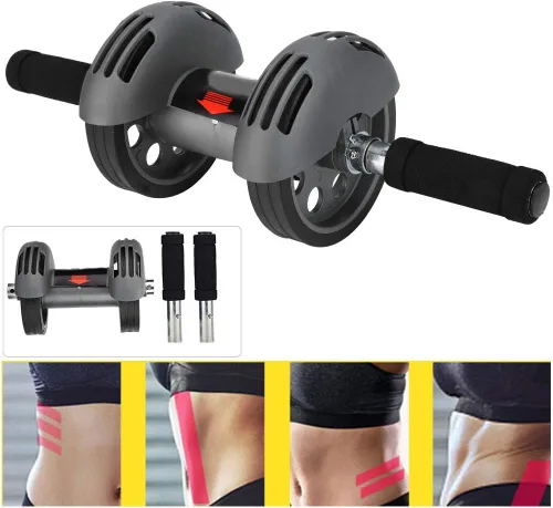 Vista 9 de Rueda de rodillo abdominal, rueda abdominal, entrenamiento de doble rodillo abdominal, rodillo de ejercicio abdominal premium con ruedas dobles