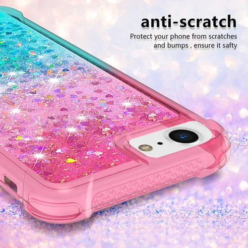 Vista 4 de Funda para iPod Touch de 7ª generación, iPod Touch 6ª/5ª generación para niñas, mujeres, niños, bonita purpurina líquida suave TPU transparente a