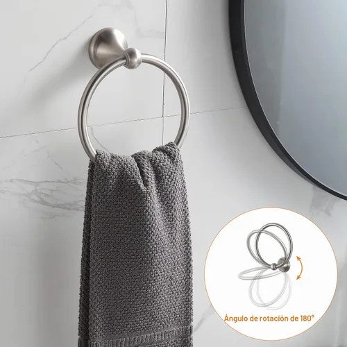 Vista 4 de BGL Juego de Herrajes de Baño de Níquel Cepillado Ajustables Expandibles Barras para Toallas de Baño Juego de Accesorios de Baño Toalleros 8 Piezas