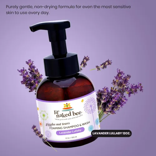 Vista 5 de Lil Naked Bee Lavender Lullaby Giggles Not Tears - Champú y lavado en espuma (12 onzas) Champú para bebés y jabón para bebés para niños, ideal