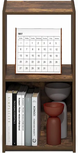 Vista 5 de Furinno PELLI - Estantería de 2 cubos con cubos abiertos y cerrados, armario organizador de almacenamiento de 2 x 1, 12.2 x 11.6 x 24.2, para sala