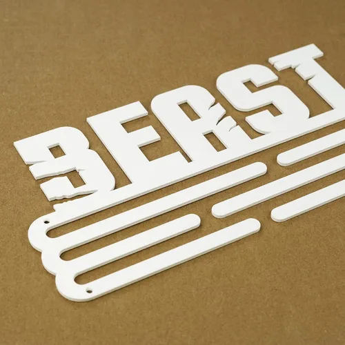Vista 4 de Beast Mode Sport Medal Hanger Display Soporte para medallas de acero blanco mate hasta 48 medallas