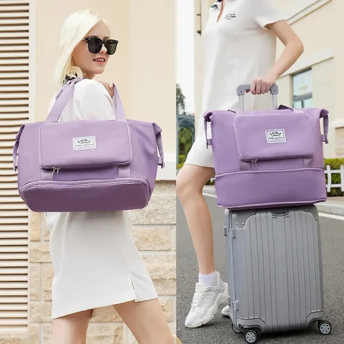 Vista 6 de ZGWJ Bolsas de viaje expandibles, bolsa de fin de semana para mujer, plegable, para llevar
