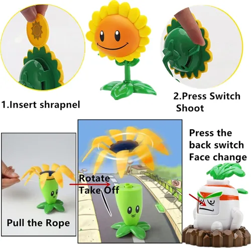 Vista 5 de JHESAO Juego de 8 juguetes de plantas y zombis, figuras de acción Zombies PVZ, serie 1, 2, grandes regalos para niños y fanáticos, cumpleaños