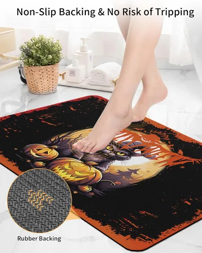 Vista 4 de Tapete de baño de Halloween para bañera, antideslizante, de secado rápido y absorbente, tierra de diatomeas, cocina, ducha, fregadero, lavable