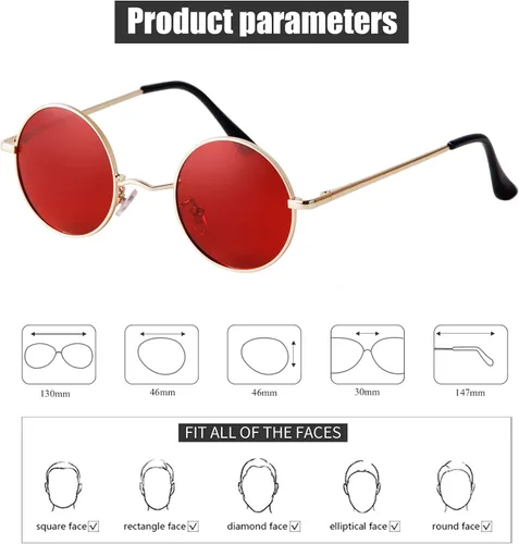 Vista 5 de JUDOO Trendy Small Round Polarized Sunglasses for Women Men Circle Hippie Glasses