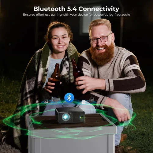 Vista 7 de CiBest Mini proyector con WiFi y Bluetooth, compatible con Netflix/YouTube/PrimeVideo, enfoque eléctrico y Keystone, proyector de video Full HD