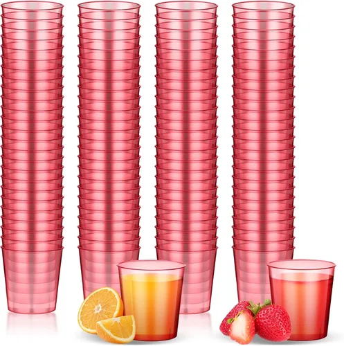 Vista 10 de Tioncy 100 vasos de chupito de plástico neón de 1 oz, vasos de chupito desechables de colores, mini vasos de fiesta para beber para cóctel, whisky