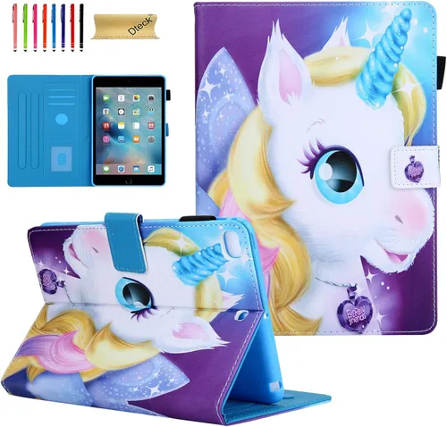 Vista 21 de Dteck Funda para iPad mini 5/4/3/2/1 - [Diseño de flores en relieve] Funda tipo folio clásica