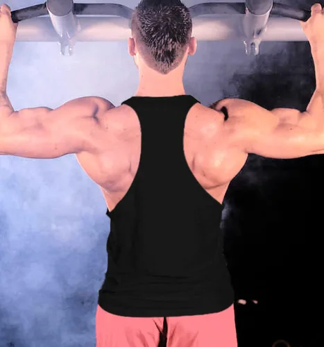 Vista 3 de Camiseta sin mangas para culturismo para hombre, para fitness, entrenamiento muscular, sin mangas, chaleco