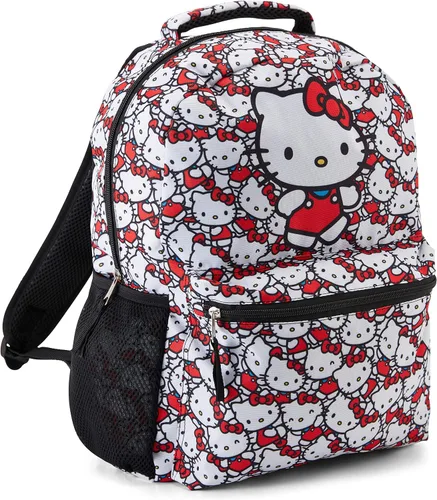 Vista 4 de Hello Kitty Allover - Mochila escolar con licencia oficial de Hello Kitty, Blanco