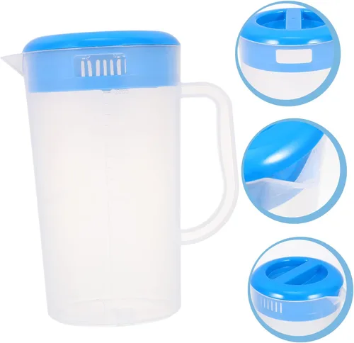 Vista 9 de Jarra de agua fría graduada, botellas de agua transparentes, bebidas de hielo, dispensador de bebidas de limonada, frigorífico, jarra de té de un